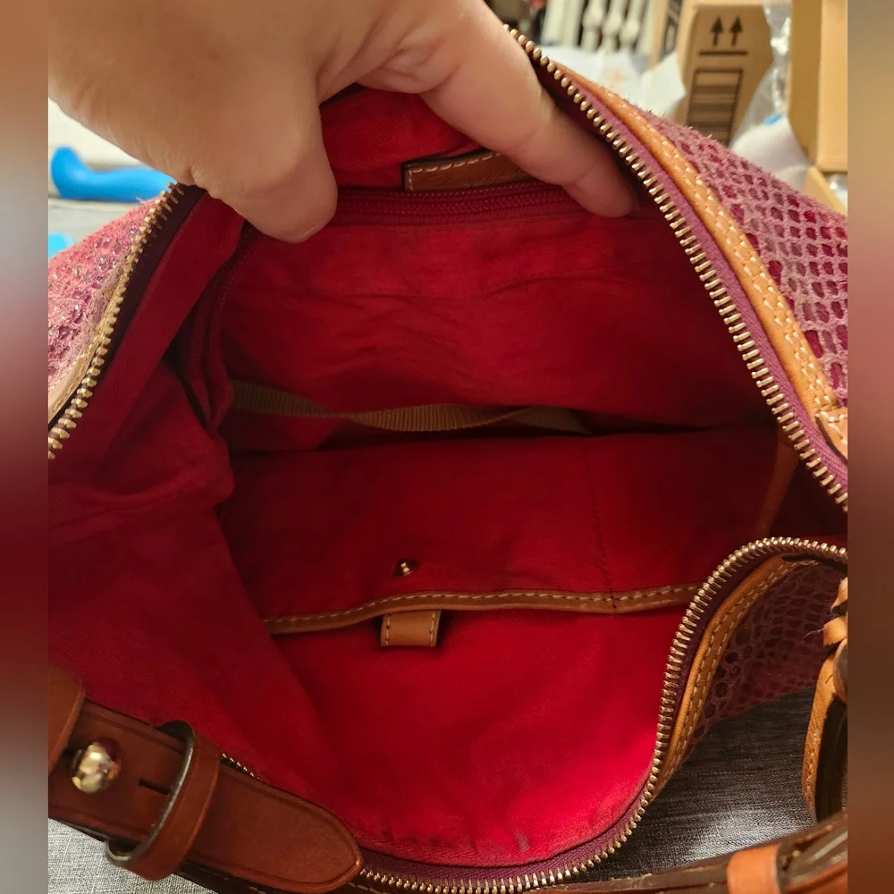 Dooney And Bourke Bordeaux, Snakeskin Embossed Leather Hobo Bag-  GUC 14×13 - Picture 16 of 16